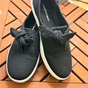 Comfortview Black Canvas Slip-On Sneakers
